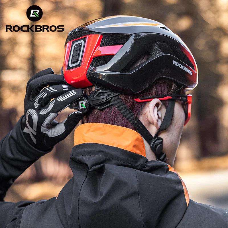 ROCKBROS Bicycle Light Helmet Type-C Charging Cycling Helmet Rechargeable Adjustable MTB Safely Mountain Road Scooter Helmet