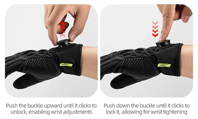 ROCKBROS Warm Bicycle Gloves Outdoor Touch Screen Winter Gloves Windproof Motorcycle Scooter Ski Anti-slip Thermal Bike Glove