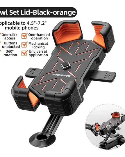 ROCKBROS Bike Phone Holder 360° View Universal Bicycle Phone Holder 4.5-7.2inch Mobile Phone Stand Shockproof Motorcycle Bracket