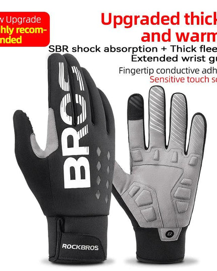 ROCKBROS Bike Glove Winter Warm Windproof Gloves Fleece Long Finger Touch screen Gloves Outdoor Sports Running Riding Mittens