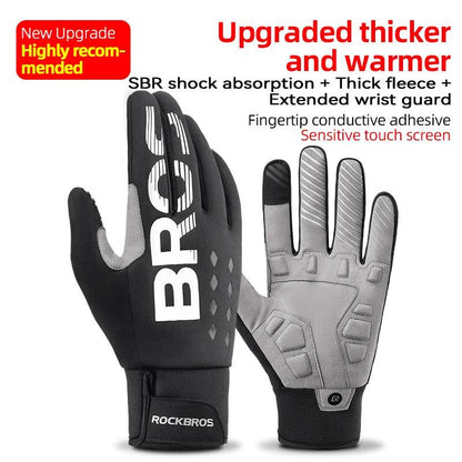 ROCKBROS Bike Glove Winter Warm Windproof Gloves Fleece Long Finger Touch screen Gloves Outdoor Sports Running Riding Mittens