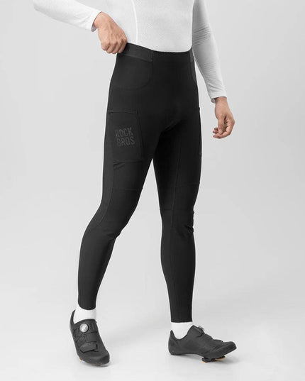 ROCKBROS Cycling Trousers With Italian Trouser Pad Long Tights Reflective Leggings Winter Fleece Thermal Anti Slip Pants 0-10°