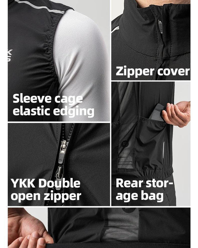 ROCKBROS Cycling Vest for Men Breathable Bicycle Clothing Outdoor Sports Windproof Running Vest Reflective Quick Dry Jersey