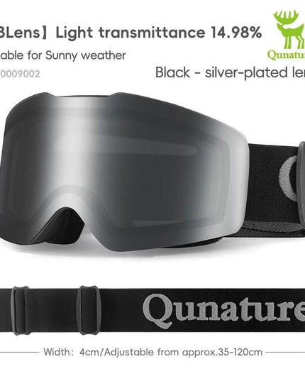 Qunature Ski Goggles Large Frame Snowboard Snow Goggles Double Layers UV400 Anti-fog Ski Glasses Skiing Outdoor Sport Eyewear