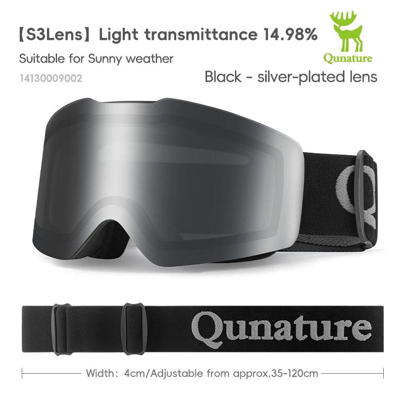 Qunature Ski Goggles Large Frame Snowboard Snow Goggles Double Layers UV400 Anti-fog Ski Glasses Skiing Outdoor Sport Eyewear