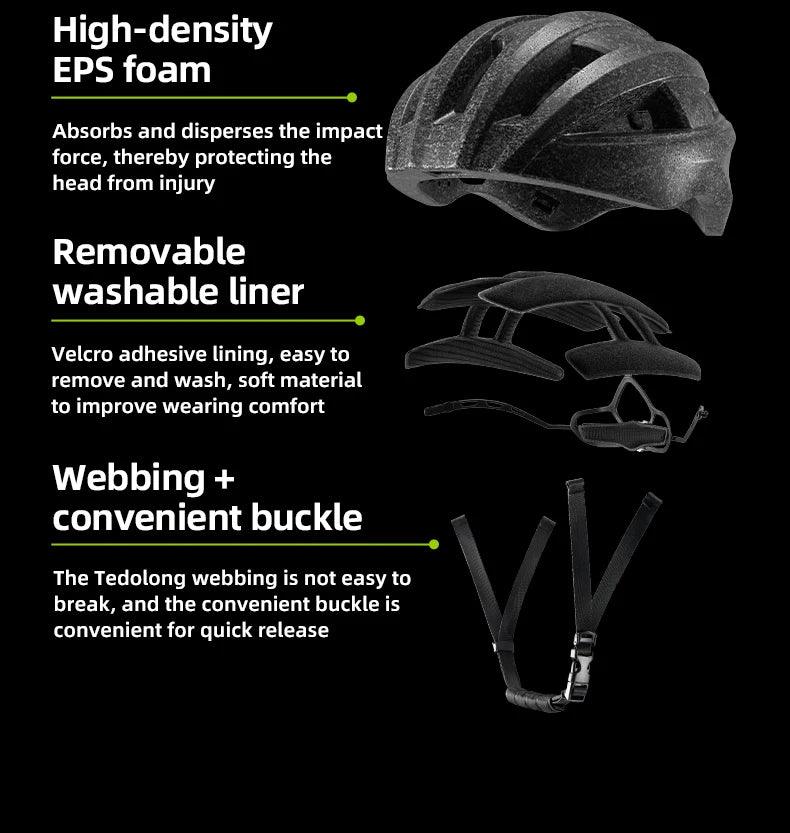 ROCKBROS Ultra-Light Cycling Helmet Taillight Magnetic Goggles Integrated Bicycle Helmet High Quality Protection Mtb Road