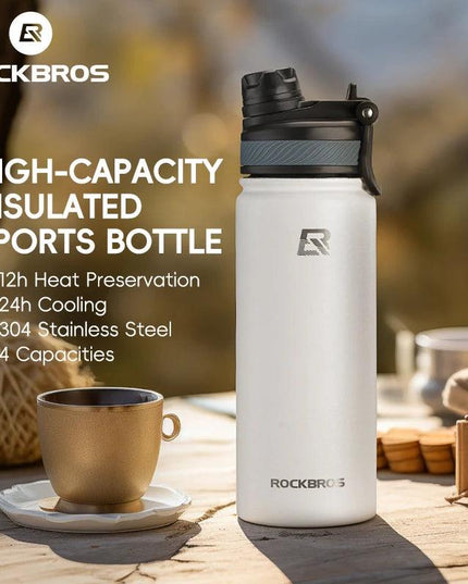 ROCKBROS 1L Thermal Water Bottle Sports Water Bottle Non Slip 304 Stainless Steel Cold And Hot Thermo Cup Cycling Hiking Equip