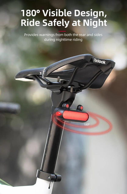 ROCKBROS Bike Rear Light IPX6 Bike Taillight LED Type-C Charging 5Modes Safety Warning Cycling Smart Taillight Rear Bicycle Lamp