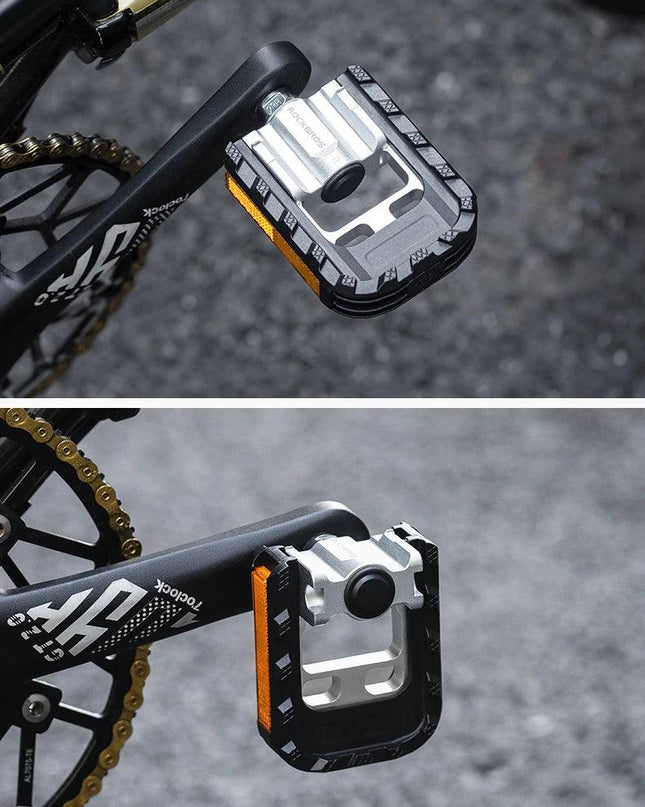 ROCKBROS Bicycle Pedals Foldable MTB Pedal Aluminum Anti-slip Foldable Pedals Cycling Self-lubricating Bearings Reflective Pedal