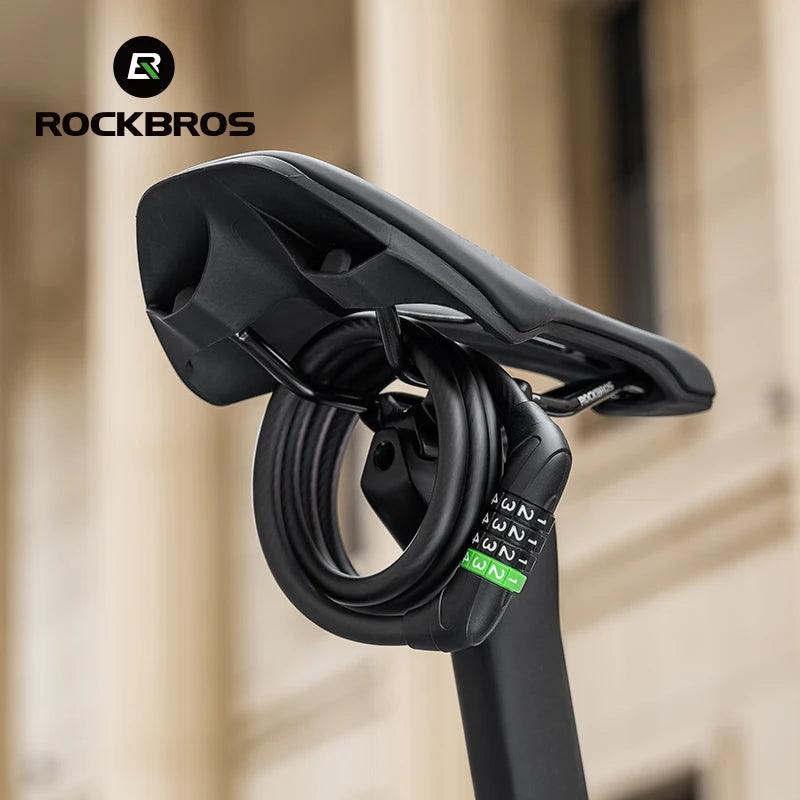 ROCKBROS Bike Cable Lock MTB Road Bicycle Anti-Theft Password Lock PVC Steel Cable Lock for Motorcycle Scooter Bike Accessories