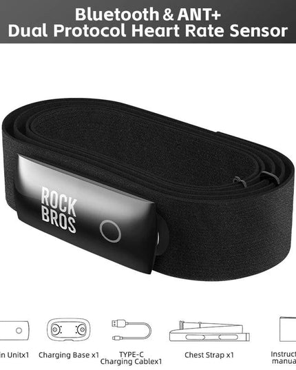 ROCKBROS H828 Heart Rate Sensor Bluetooth 4.0 ANT+ Upgrade 50H Battery Life Waterproof For Garmin Wahoo GPSPORT Bike Computer