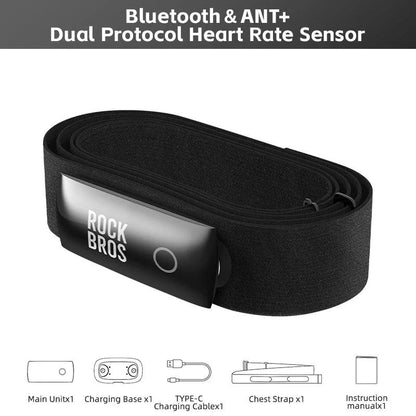 ROCKBROS H828 Heart Rate Sensor Bluetooth 4.0 ANT+ Upgrade 50H Battery Life Waterproof For Garmin Wahoo GPSPORT Bike Computer