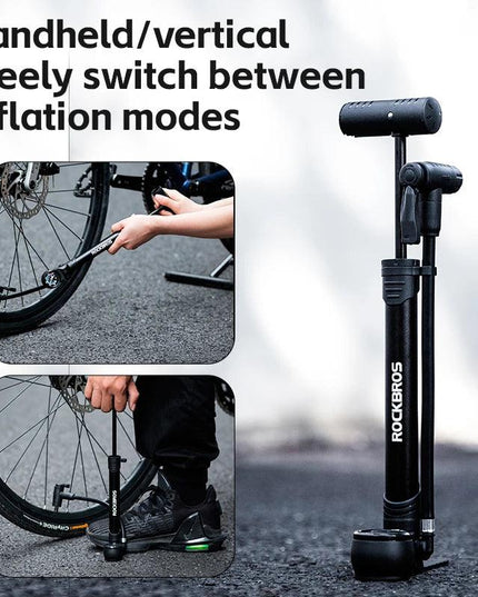 ROCKBROS Bicycle Pump 120 PSI Riding Portable Mini Bike Pump FV/AV Handheld/Vertical Inflation Modes Inflator Cycling Accesories