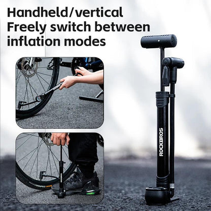 ROCKBROS Bicycle Pump 120 PSI Riding Portable Mini Bike Pump FV/AV Handheld/Vertical Inflation Modes Inflator Cycling Accesories