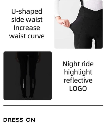 ROCKBROS TVI Women's Detachable Cycling Bib Pants Autumn Winter Warm Tights Bicycle Trousers Shock Absorption Pad For MTB Road ﻿