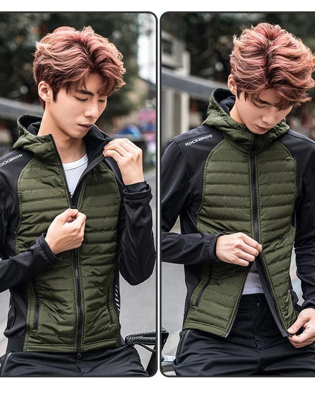 ROCKBROS Warm Winter Cycling Jersey  Ultralight Down Jacket Long Sleeve Bicycle Clothing Thermal Fleece Resistant Ciclismo Coat