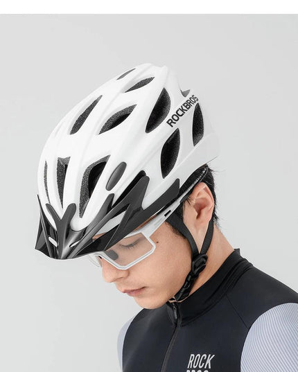 ROCKBROS Bike Helmet Lightweight Breathable Helmet PC+EPS with Photochromic Lens Wind-breaking Brim Safety Cycling Helmet