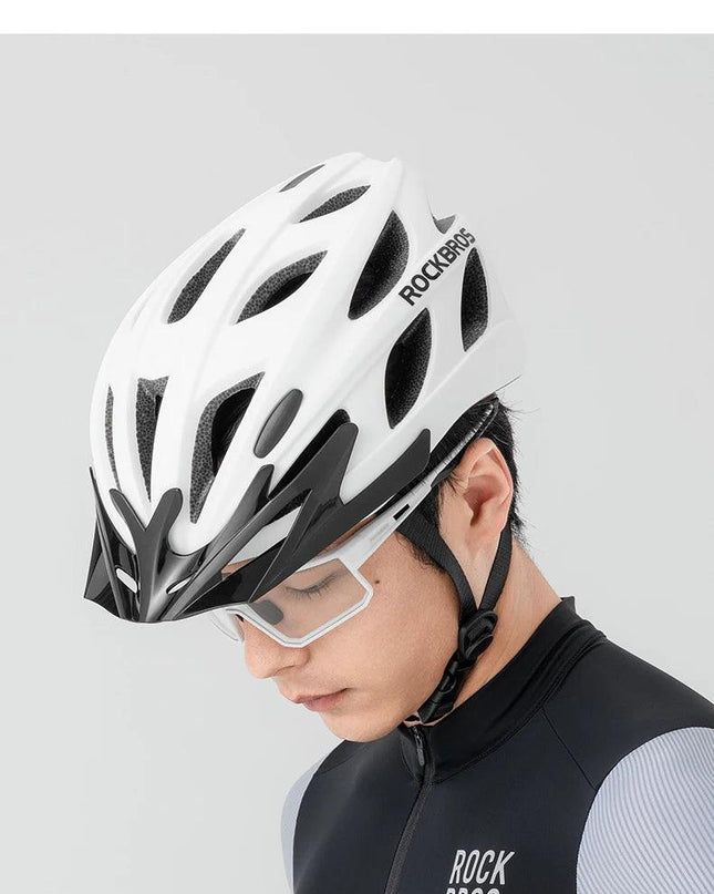 ROCKBROS Bike Helmet Lightweight Breathable Helmet PC+EPS with Photochromic Lens Wind-breaking Brim Safety Cycling Helmet