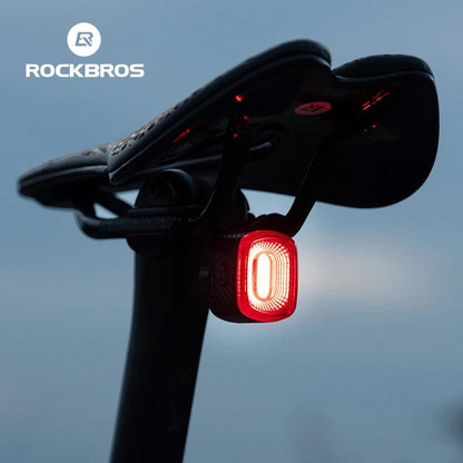 ROCKBROS Bicycle Tail Light Same Frequency Induction Brake Taillight IPX6 Waterproof Light Type-C Night Riding Warning Light