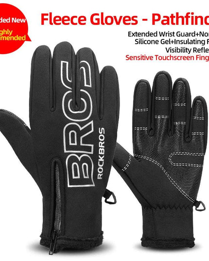 ROCKBROS Winter Gloves Touch Screen Gloves Warm Outdoor Cycling Driving Motorcycle Fleece Gloves Windproof Non Slip Full Fingers