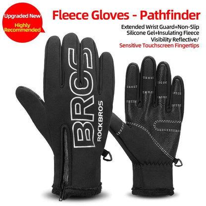 ROCKBROS Winter Gloves Touch Screen Gloves Warm Outdoor Cycling Driving Motorcycle Fleece Gloves Windproof Non Slip Full Fingers