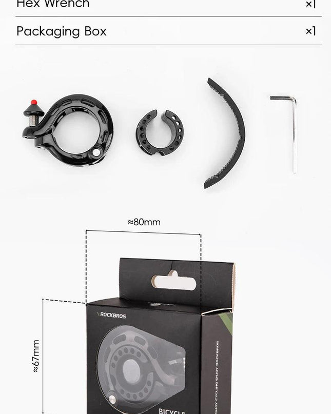 ROCKBROS Bicycle Bell MTB Road Cycling Horn Bike Handlebar Bell Q-Type Hidden Bell Safety Rainproof Anti-Slip Bike Accessories