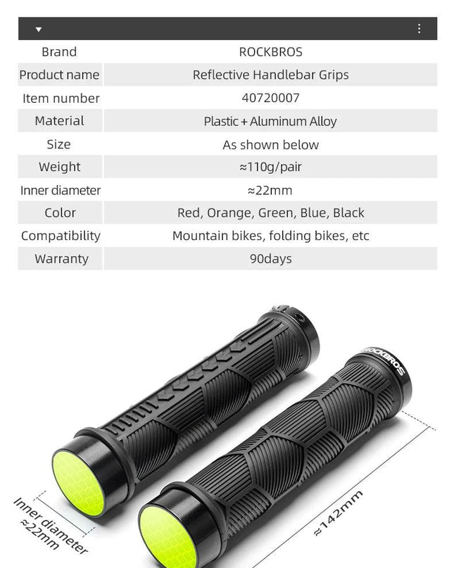 ROCKBROS Bike HandleBar Grip Silicone Non-Slip Bike Handle Cover Ultralight Anti-skid Bike Handle Alloy Cycling Accessories