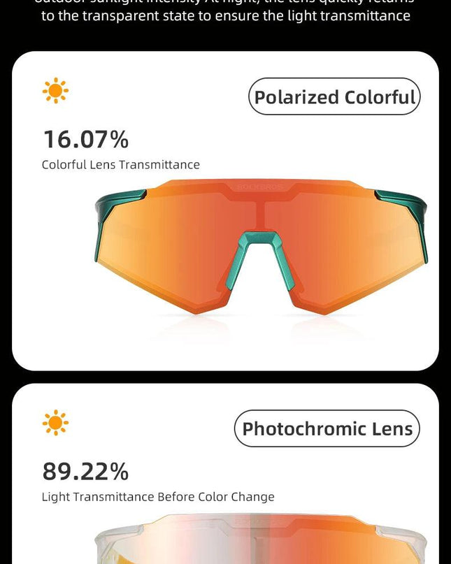 ROCKBROS Photochromic Cycling Glasses Polarized Adjustable Nose Support Myopia Frame Sports Sunglasses Men Women Eyewear Goggle