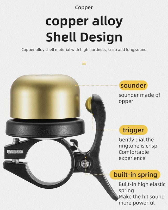 ROCKBROS Bicycle Bell Classical Stainless Bike Bell Loud Horn Cycling Handlebar Bell Portable Alarm Safety Bicycle Accessories