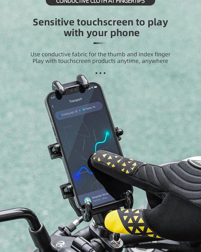 ROCKBROS Bicycle Gloves Winter Warm Motorcycle Full Finger Cycling Gloves Screen Touch Ski Sports Gloves Hiking Thermal Mitten