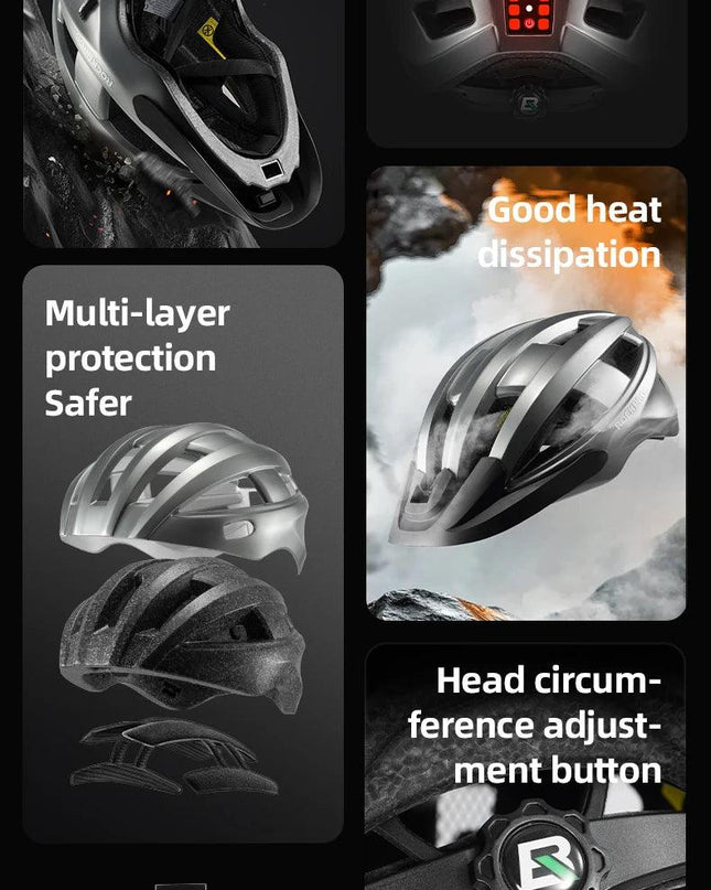 ROCKBROS Ultra-Light Cycling Helmet Taillight Magnetic Goggles Integrated Bicycle Helmet High Quality Protection Mtb Road