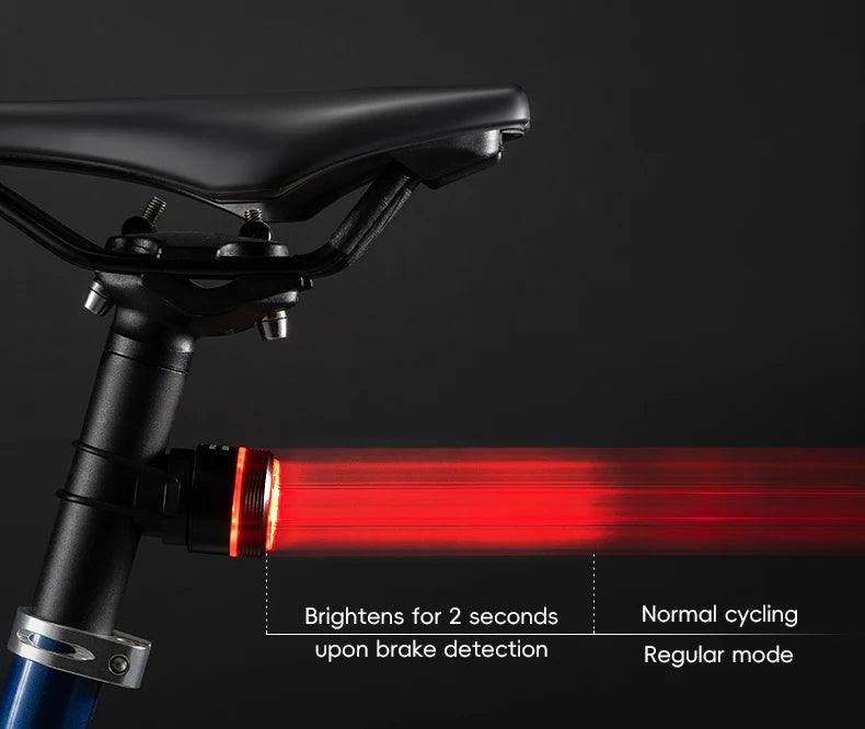 ROCKBROS Bicycle Tail Light Smart Auto Brake Sensing Light Waterproof Rear Touch-sensitive Cycling Taillight Vibration Wake-up