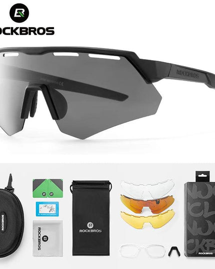 ROCKBROS Bike Glasses Polarized Men Women Bicycle Glasses 4Lens MTB Road Cycling Eyewear Glasses With Myopia Frame Sunglasses