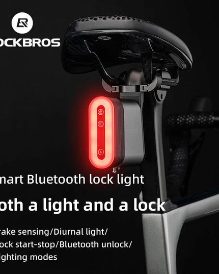 ROCKBROS Bicycle Tail Light With Lock Bluetooth Password Pairing Bike Lock Light IPX6 Waterproof Warning Light Tail  Accessories