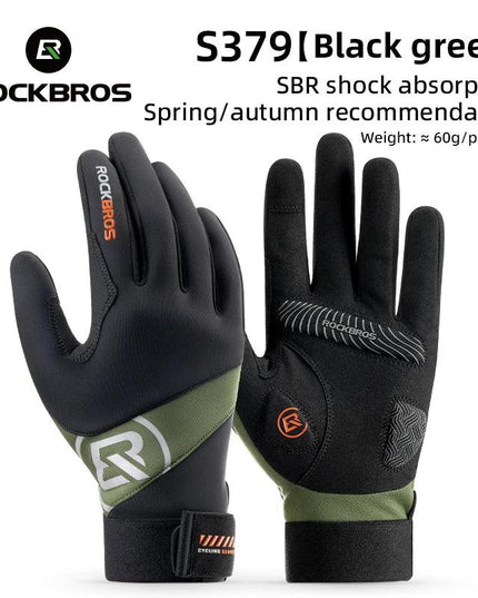 ROCKBROS Long Finger Cycling Gloves Spring Autumn Gloves Non-slip Shock-absorbing Touch Screen Reflective MTB Road Bike Glove
