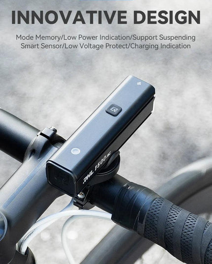 ROCKBROS 1500LM Bicycle Light 5000mAh LED Lamp Waterproof Flashlight Control Cycling Front Light Remote Control Type-C Headlight
