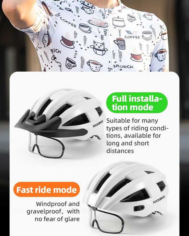 ROCKBROS Ultra-Light Cycling Helmet Taillight Magnetic Goggles Integrated Bicycle Helmet High Quality Protection Mtb Road