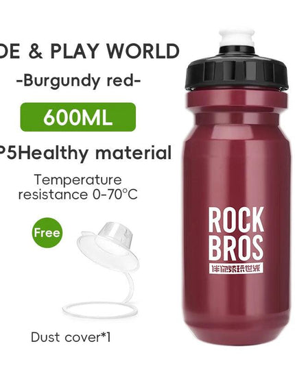 ROCKBROS Bicycle Water Bottle With Dust Cover 600ml PP5 MTB Road Bike Leak-proof Bottle Outdoor Travel Portable Sports Cup