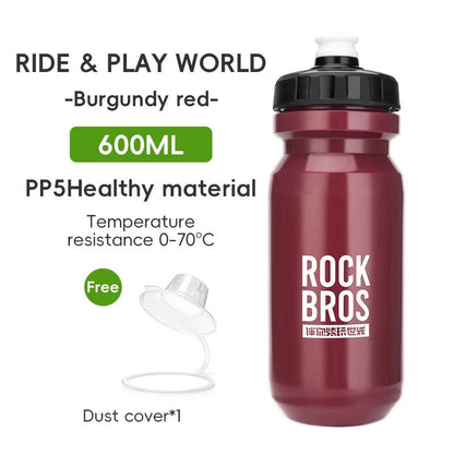 ROCKBROS Bicycle Water Bottle With Dust Cover 600ml PP5 MTB Road Bike Leak-proof Bottle Outdoor Travel Portable Sports Cup