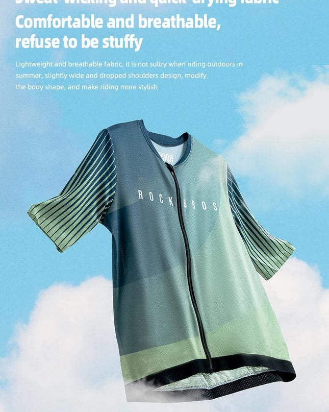ROCKBROS Cycling Jersey MTB T-shirt Mountain Bike Men's Wear Summer Clothes High-Quality With YKK Zipper Sportswear Breathable