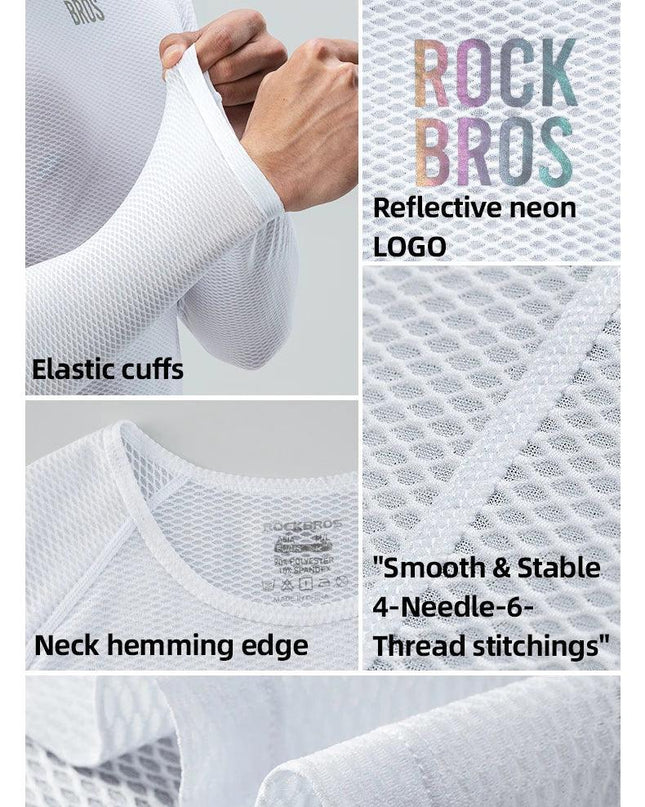 ROCKBROS Bike Jerseys Long Sleeves Breathable Mesh Men Bike Shirt Cycling Clothing Comfortable Summer Racing Clothes Reflective