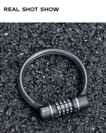 ROCKBROS Portable Bicycle Steel Cable Lock 4-Digit Password PVC Waterproof Dustproof Bike Lock Safety Lock MTB Road Accessories