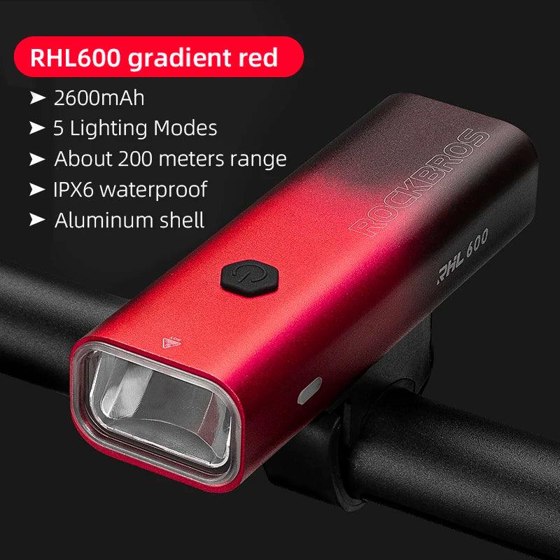 ROCKBROS Bike Light Type-C Charging Front Lamp Headlight Ultralight Flashlight Bicycle Light 200/400/600/800/1000/1500/3000LM