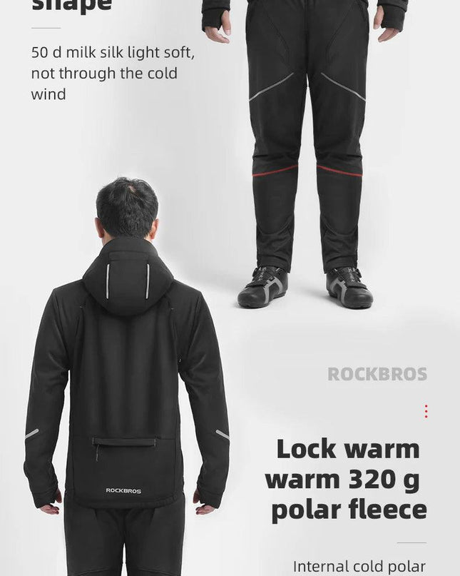 ROCKBROS Bicycle Jacket Winter Cycling Clothing Thermal Fleece Long Sleeve Cycling Bike Clothing Warmer Windproof Sportswear