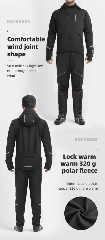 ROCKBROS Bicycle Jacket Winter Cycling Clothing Thermal Fleece Long Sleeve Cycling Bike Clothing Warmer Windproof Sportswear