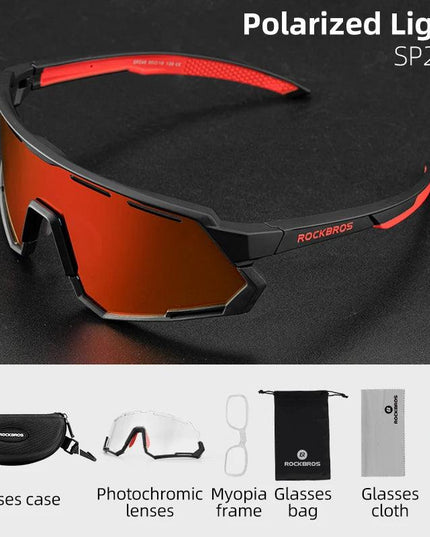 ROCKBROS Polarized Cycling Glasses Photochromic Glasses Men Sports Polarized Sunglasses Bicycle Riding Goggles Eyewear 2 Lens