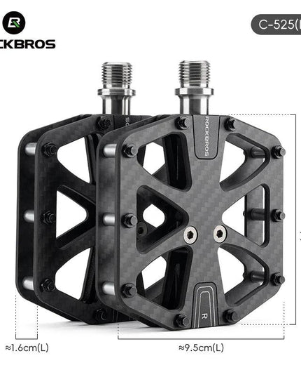 ROCKBROS Ultra-Light Carbon Fiber Pedals 3-Bearing MTB Bicycle Pedals Labor Saving Waterproof Anti-Slip Road Mountain Bike Pedal