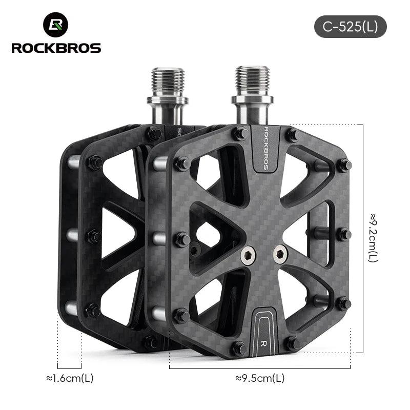 ROCKBROS Ultra-Light Carbon Fiber Pedals 3-Bearing MTB Bicycle Pedals Labor Saving Waterproof Anti-Slip Road Mountain Bike Pedal