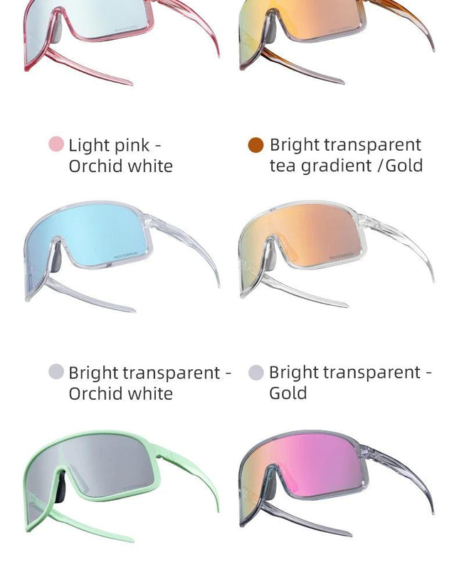 ROCKBROS Photochromic Glasses  HD Large-frame Lens Outdoor Riding Sunglasses UV400 Eyewear Sports Eye Protection Cycling Goggles