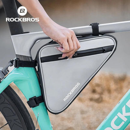 ROCKBROS Bicycle Bag Portable Triangle Bag Reflective Bike Tube Bag Cycling Frame Bag Outdoor Sports Bike Pannier Accessories